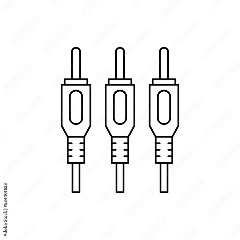 Poster RCA cable icon in line style icon, isolated on white background