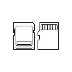 SD card icon in line style icon, isolated on white background