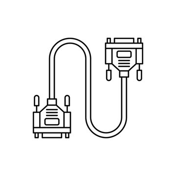 d-sub cable icon in line style icon, isolated on white background