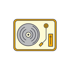 Vinyl player, turntable vinyl icon in color, isolated on white background 