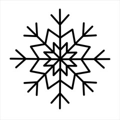 Isolated vector black line illustration of a snowflace. Winter web design.