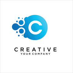 Fototapeta premium letter C and Dots Circle logo design Vector