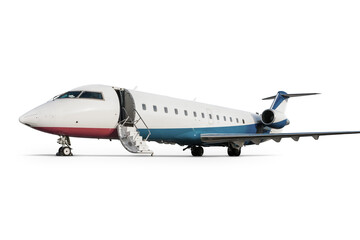 Modern executive business jet isolated on transparent background