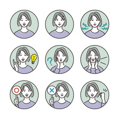 シニア女性　アイコン　セット