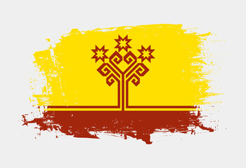 Brush painted national emblem of Chuvashia country on white background