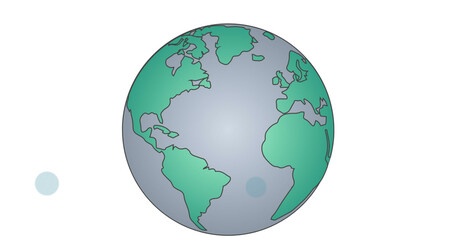 Image of globe with green lands on white background