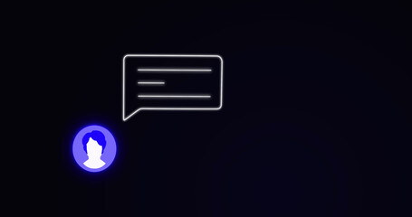 Image of user icon and message on black background