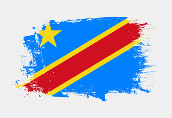 Brush painted national emblem of Democratic Republic of the Congo country on white background