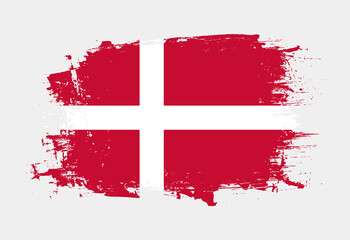 Brush painted national emblem of Denmark country on white background