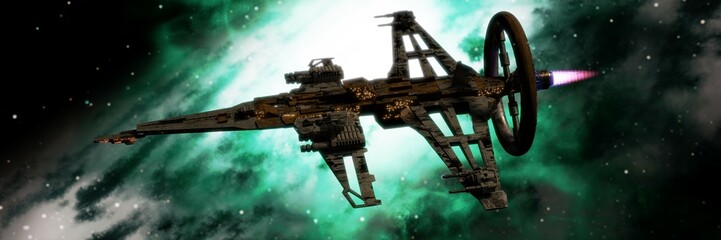 Fototapeta premium 3D illustration, of an extraterrestrial spacecraft.