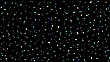 Fototapeta na wymiar Shiny confetti falling on black background. Winter holidays retro style.
