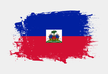 Brush painted national emblem of Haiti country on white background