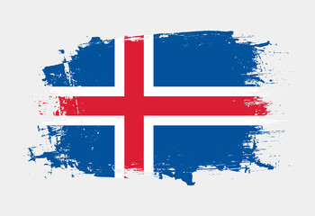 Brush painted national emblem of Iceland country on white background