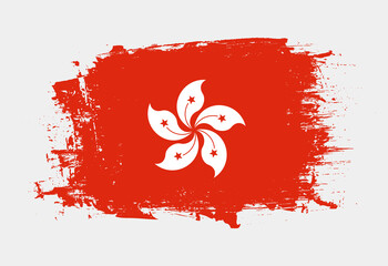 Brush painted national emblem of Hong Kong country on white background