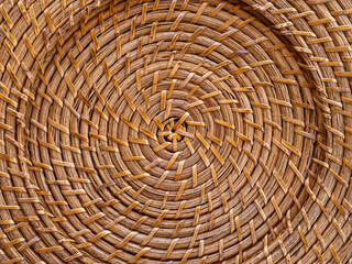 Detail of the texture in the circular patterns of a woven placemat
