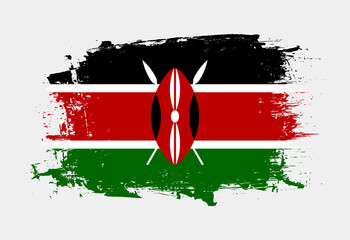 Brush painted national emblem of Kenya country on white background