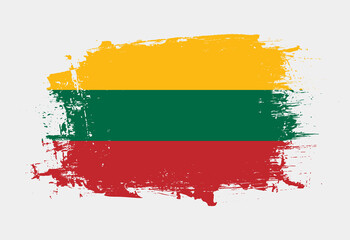 Fototapeta na wymiar Brush painted national emblem of Lithuania country on white background