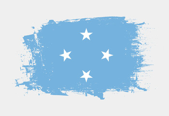 Brush painted national emblem of Micronesia country on white background