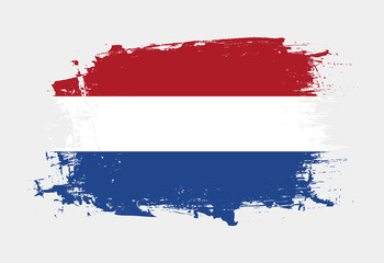 Brush painted national emblem of Netherlands country on white background