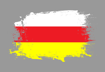 Fototapeta premium Brush painted national emblem of North Ossetia country on white background