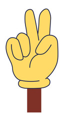 Hand gesture, showing victory sign, sticker vector