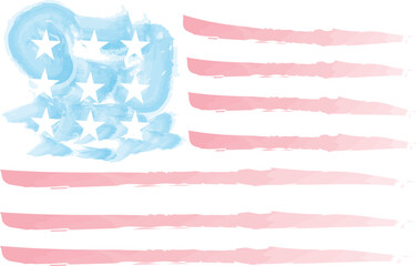USA flag watercolor Vector . Template for United States of America national holiday banner, greeting card, invitation, poster, flyer, etc. American flag watercolor