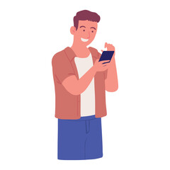 man using smartphone, icon