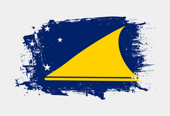 Brush painted national emblem of Tokelau country on white background