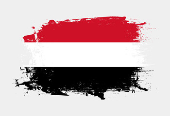 Brush painted national emblem of Yemen country on white background