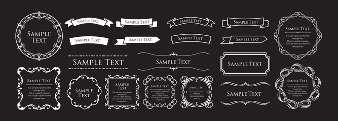 クリスマスモチーフのフレームデザインセット。ゴージャスでエレガントなデザイン素材