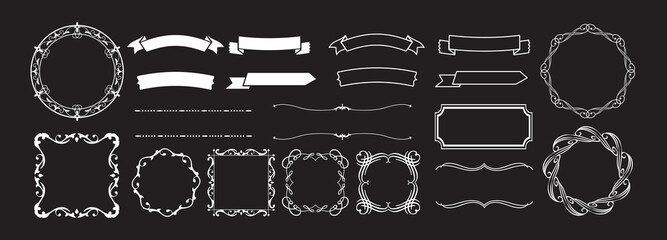 クリスマスモチーフのフレームデザインセット。ゴージャスでエレガントなデザイン素材