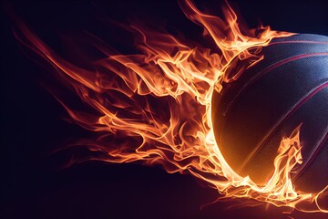 basketball on fire photo with CGI flaming effects