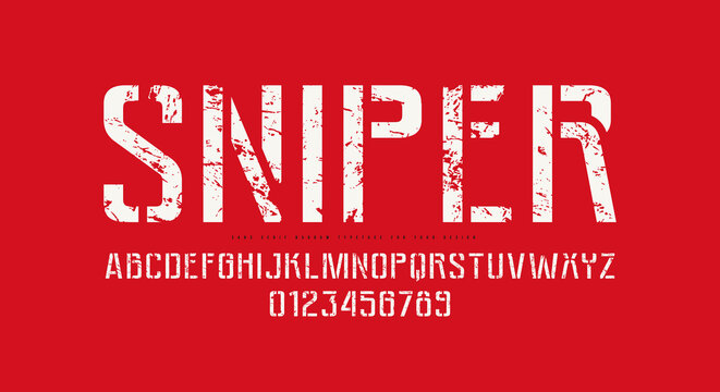 Stencil-plate sans serif font in military style