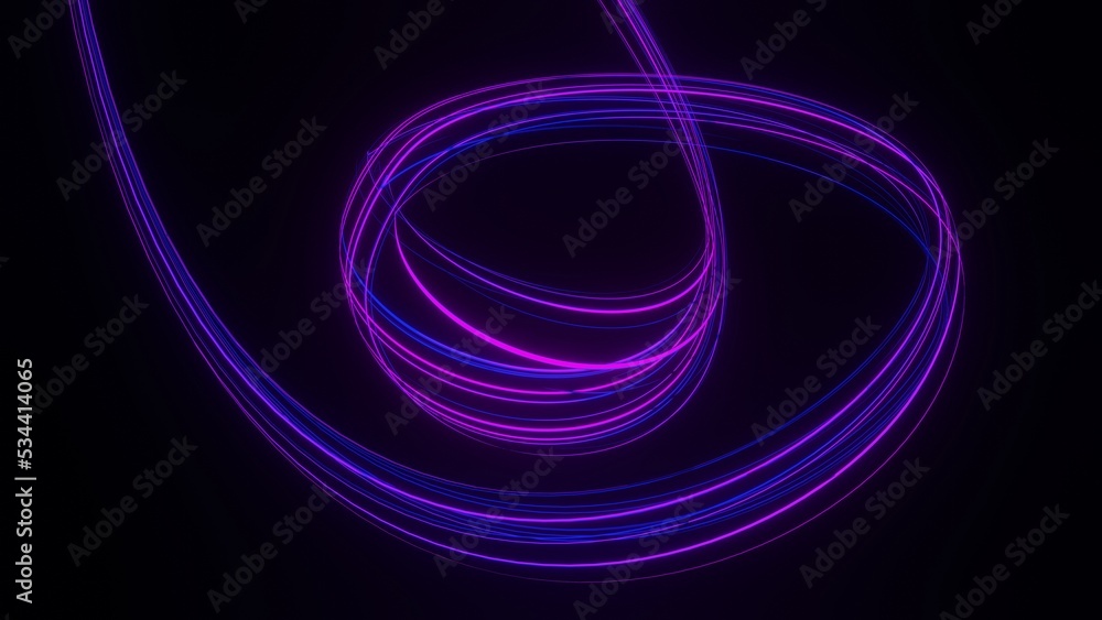 Poster 3d render of flash neon and light glowing on dark scene. speed light moving lines.