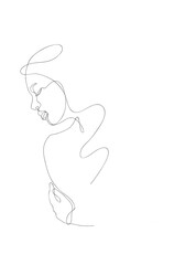 Hand drew One line drawing of linear camera style.