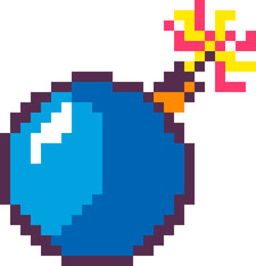 Pixelated exploding bomb, weapons for arcades