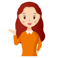 Woman avatar png flat color cartoon style. PNG illustration in flat style