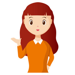 Woman avatar png flat color cartoon style. PNG illustration in flat style