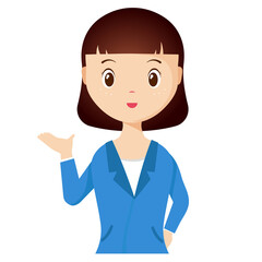 Woman avatar png flat color cartoon style. PNG illustration in flat style
