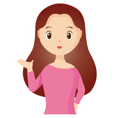 Woman avatar png flat color cartoon style. PNG illustration in flat style