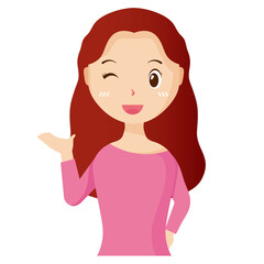 Woman avatar png flat color cartoon style. PNG illustration in flat style