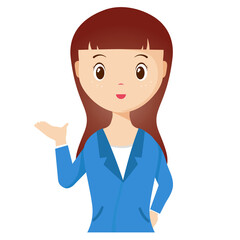 Woman avatar png flat color cartoon style. PNG illustration in flat style