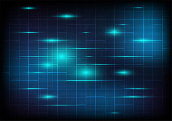Abstract blue background with grid lines  and neon lights for digital technology background.