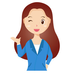 Woman avatar png flat color cartoon style. PNG illustration in flat style