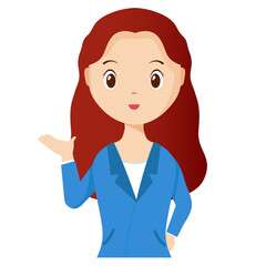 Woman avatar png flat color cartoon style. PNG illustration in flat style