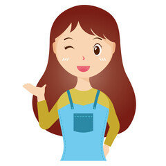 Woman avatar png flat color cartoon style. PNG illustration in flat style