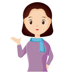 Woman avatar png flat color cartoon style. PNG illustration in flat style