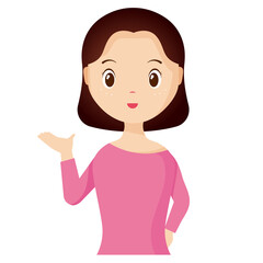Woman avatar png flat color cartoon style. PNG illustration in flat style