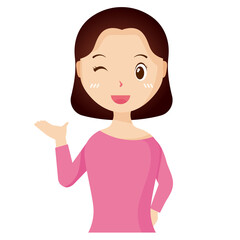 Woman avatar png flat color cartoon style. PNG illustration in flat style