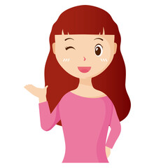 Woman avatar png flat color cartoon style. PNG illustration in flat style